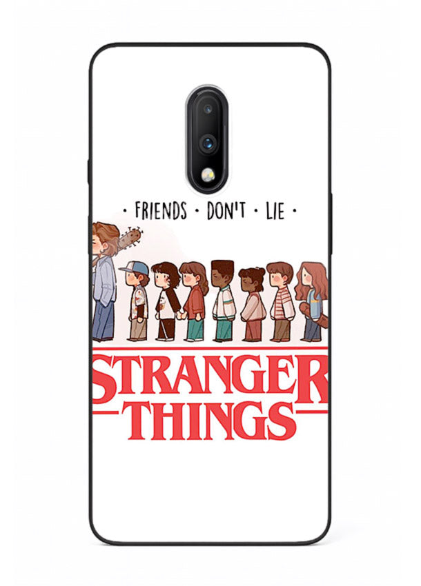 Retro squad artwork printed on premium tempered glass OnePlus 7 back cover