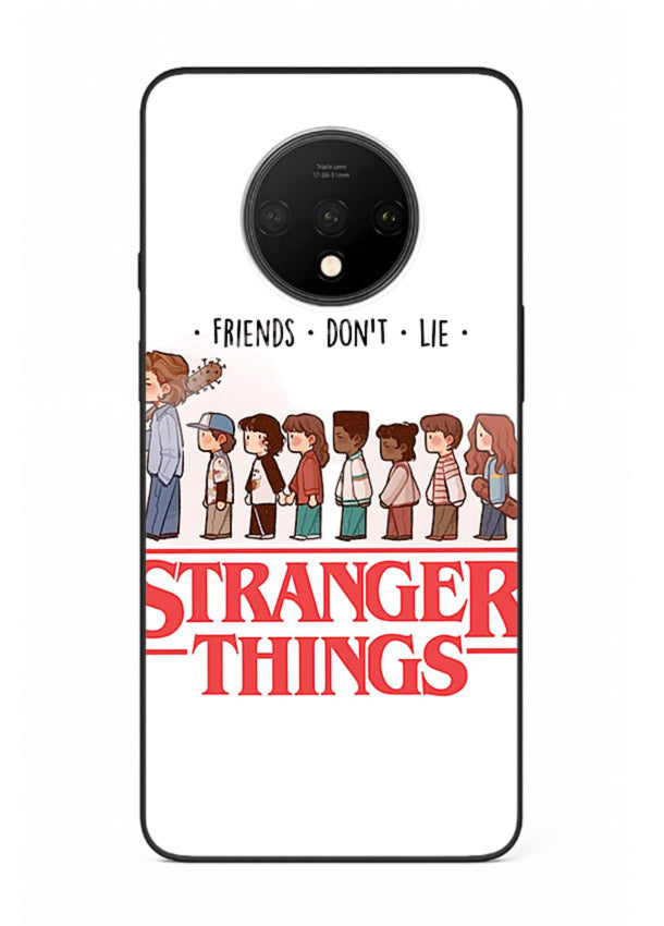 Retro squad artwork printed on premium tempered glass OnePlus 7T back cover