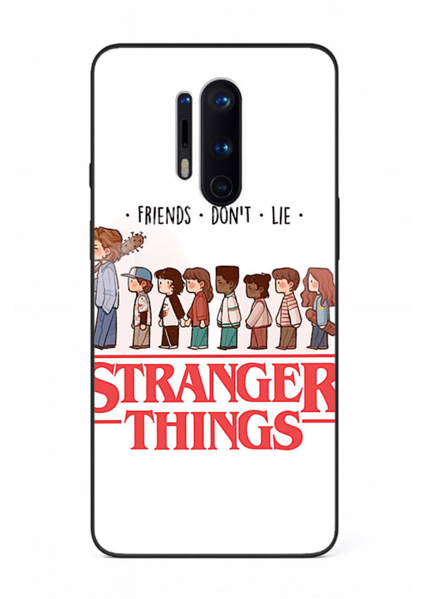Retro squad artwork printed on premium tempered glass OnePlus 8 Pro back cover