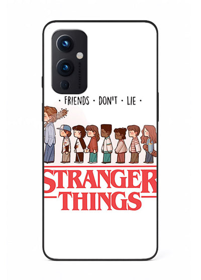 Retro squad artwork printed on premium tempered glass OnePlus 9 Pro back cover