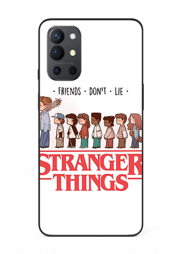 Retro squad artwork printed on premium tempered glass OnePlus 9R back cover