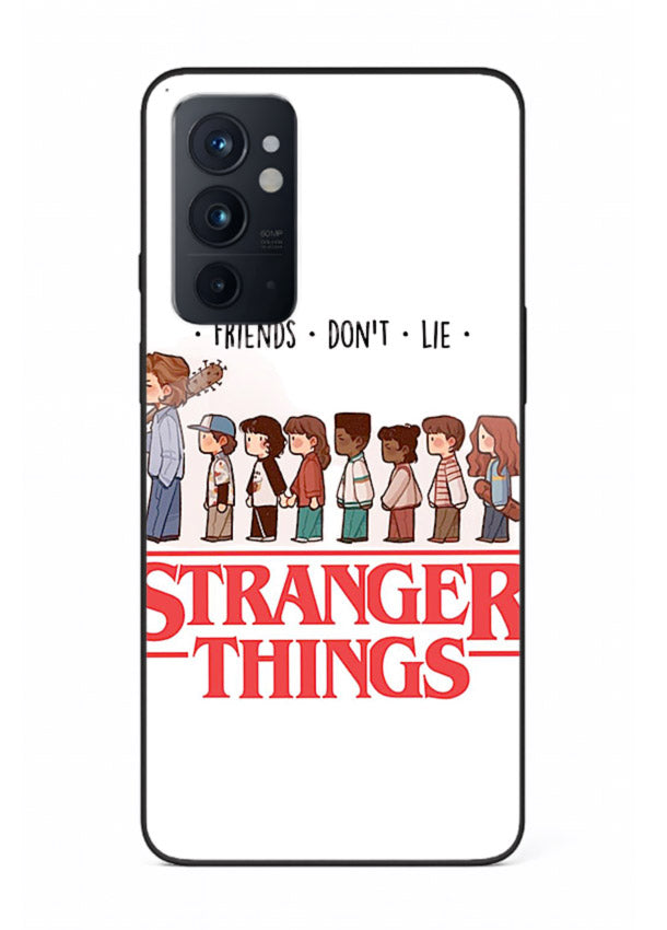Retro squad artwork printed on premium tempered glass OnePlus 9RT back cover