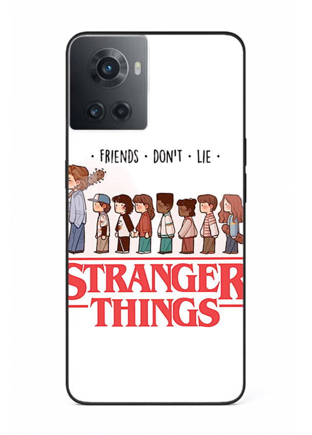 Retro squad artwork printed on premium tempered glass OnePlus 10R back cover