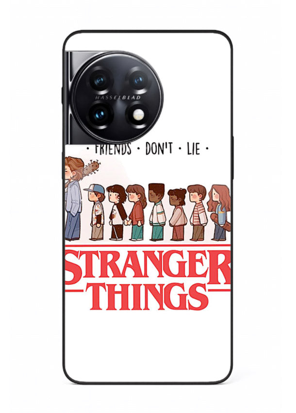 Retro squad artwork printed on premium tempered glass OnePlus 11R back cover