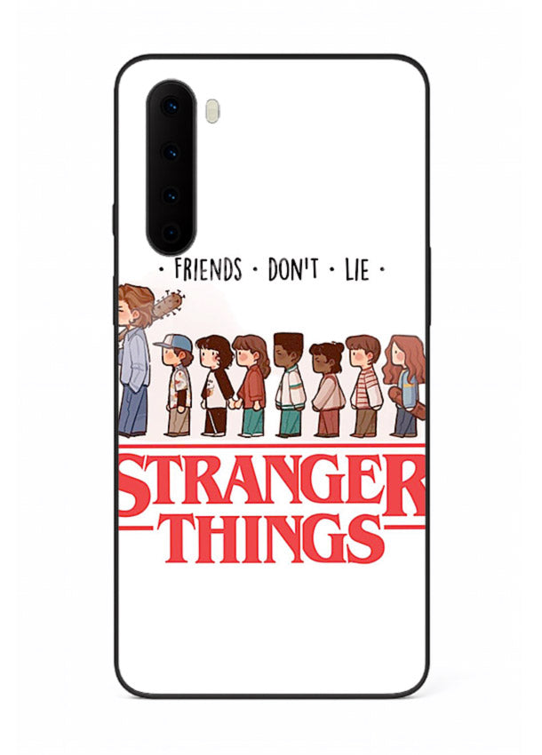 Retro squad artwork printed on premium tempered glass OnePlus Nord back cover