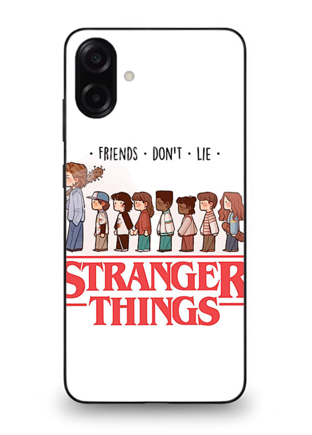 Retro squad artwork printed on premium tempered glass Samsung M13 5G back cover
