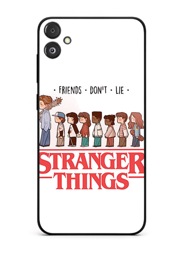 Retro squad artwork printed on premium tempered glass Samsung F14 5G back cover