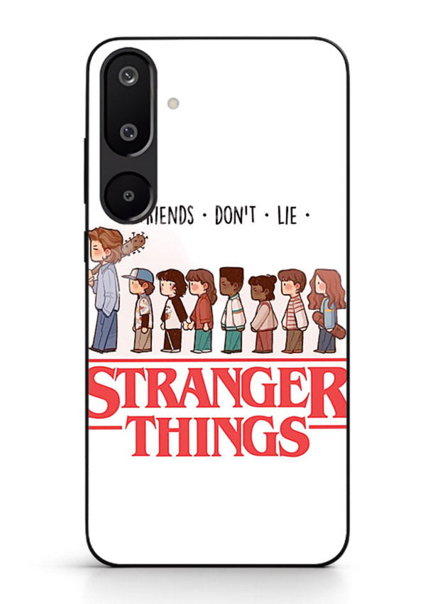 Retro squad artwork printed on premium tempered glass Samsung M16 5G back cover
