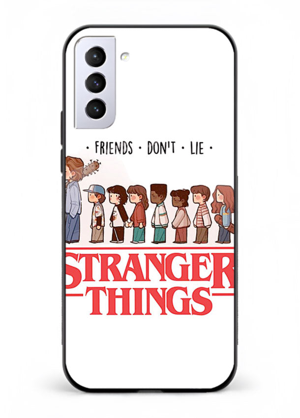 Retro squad artwork printed on premium tempered glass Samsung S21 Plus back cover