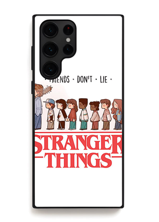 Retro squad artwork printed on premium tempered glass Samsung S22 Ultra back cover