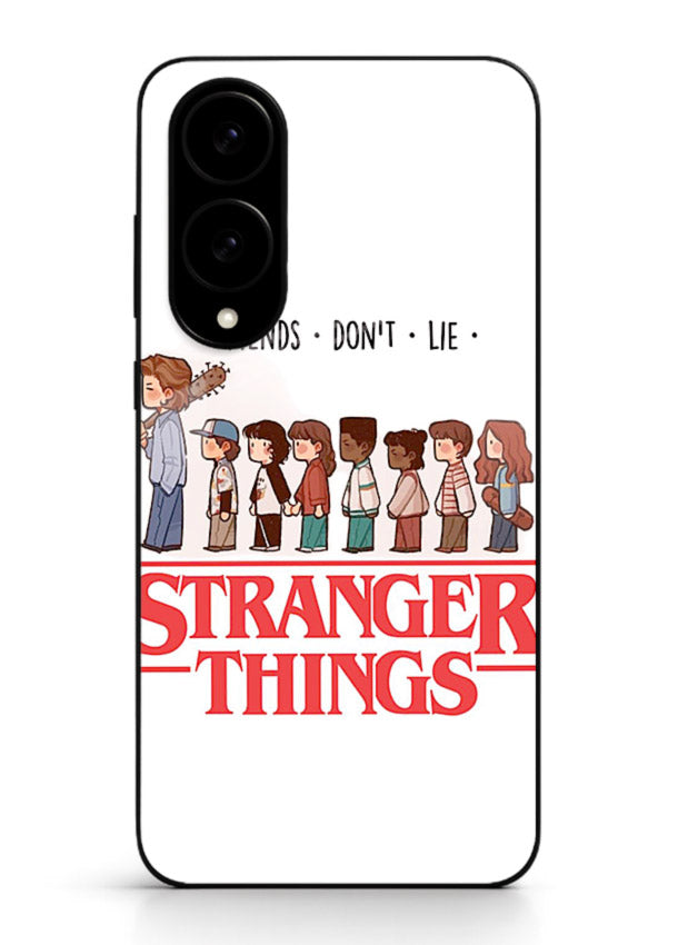 Retro squad artwork printed on premium tempered glass Samsung S25 Edge back cover