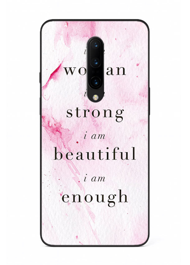 Pink marble affirmation artwork printed on OnePlus 8 glass back cover with soft tones.