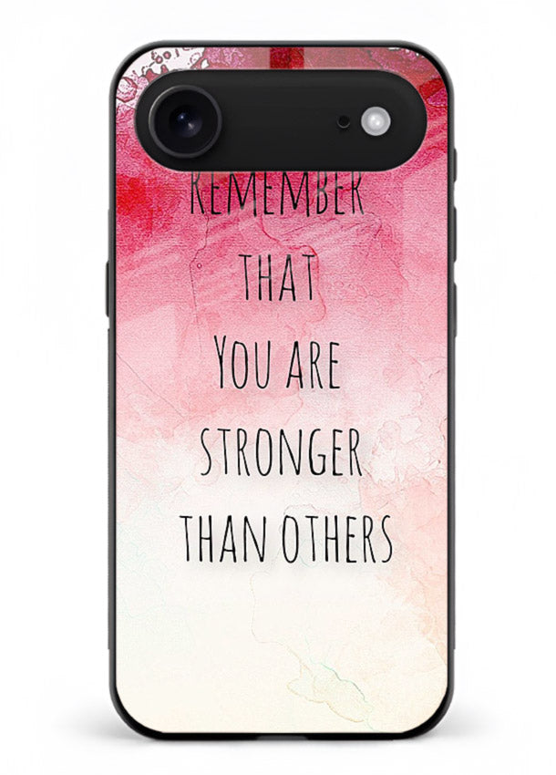 Watercolor determination quote printed on iphone 18 air glass back cover with gentle tones.