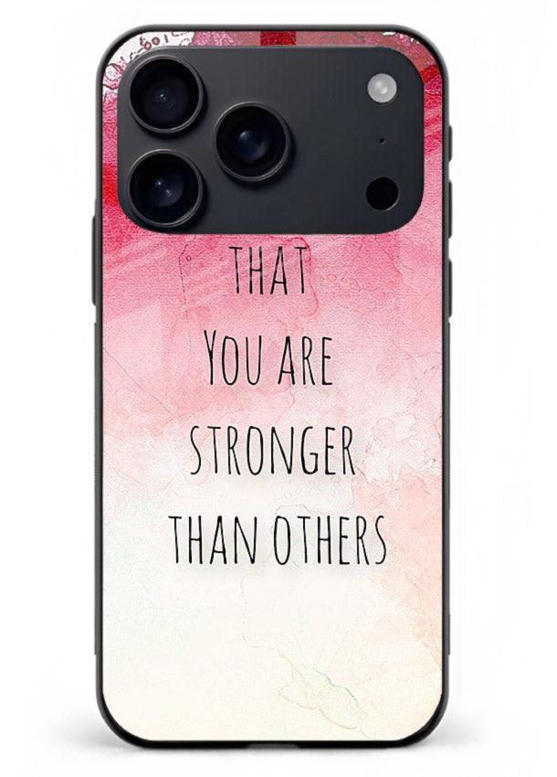 Watercolor determination quote printed on iphone 18 pro max glass back cover with gentle tones.