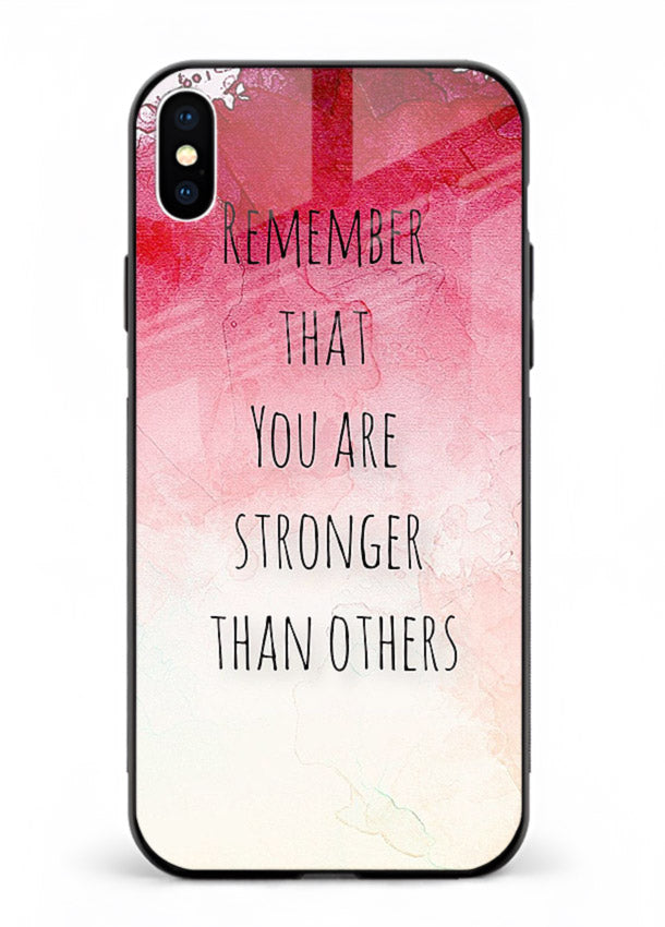 Watercolor determination quote printed on iphone xs max glass back cover with gentle tones.