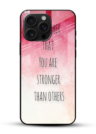 Watercolor determination quote printed on glossy vibrant premium glass back cover with gentle tones. - Angle Front