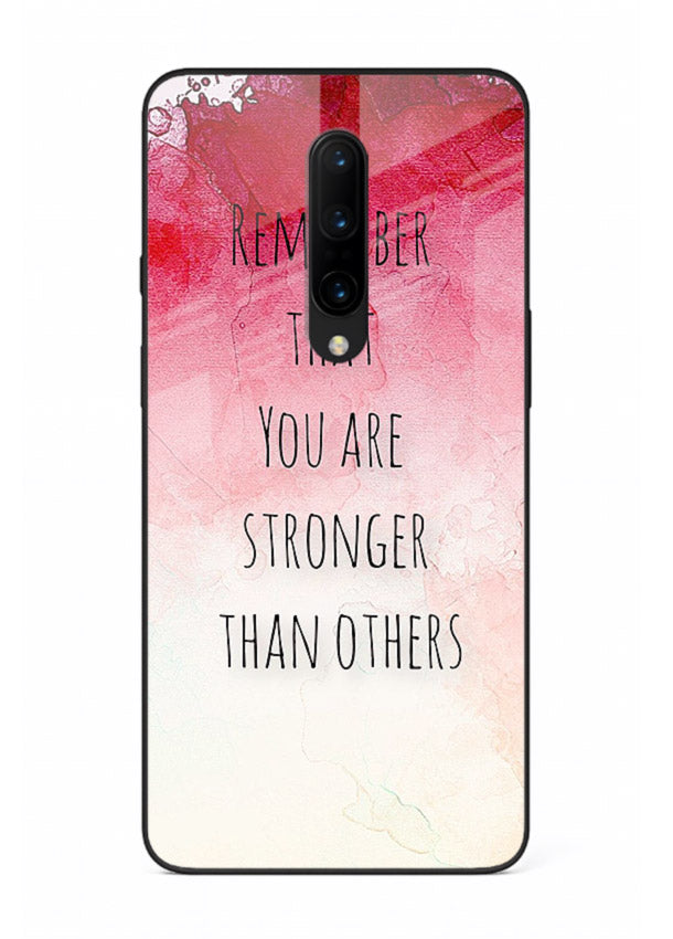 Watercolor determination quote printed on OnePlus 8 glass back cover with gentle tones.
