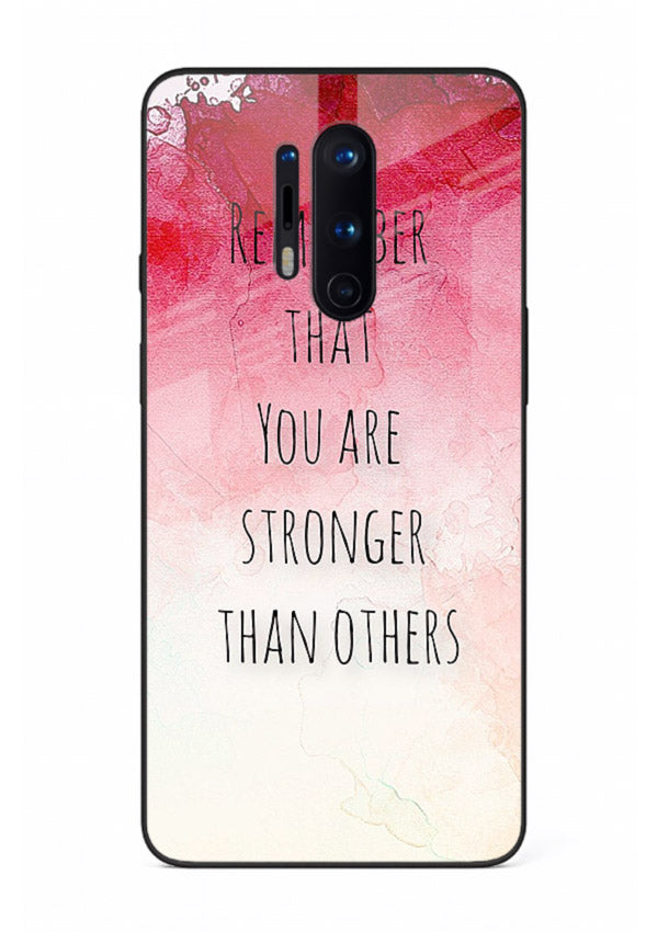 Watercolor determination quote printed on OnePlus 8 Pro glass back cover with gentle tones.