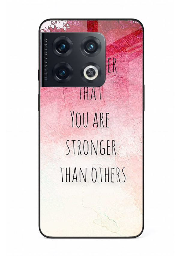 Watercolor determination quote printed on OnePlus 10 Pro glass back cover with gentle tones.