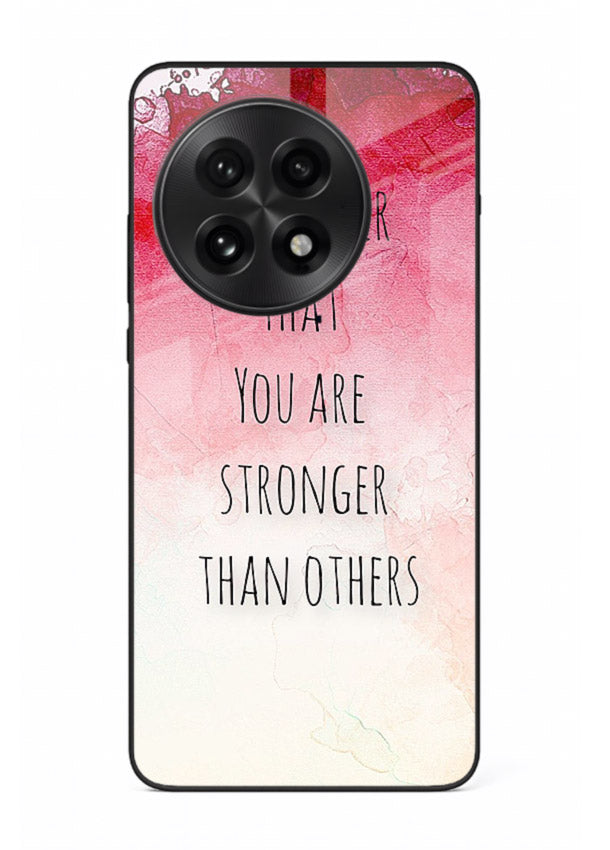 Watercolor determination quote printed on OnePlus 13R glass back cover with gentle tones.