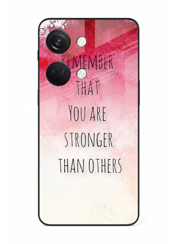 Watercolor determination quote printed on OnePlus Nord 3 glass back cover with gentle tones.