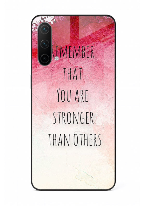 Watercolor determination quote printed on OnePlus Nord CE 5G glass back cover with gentle tones.