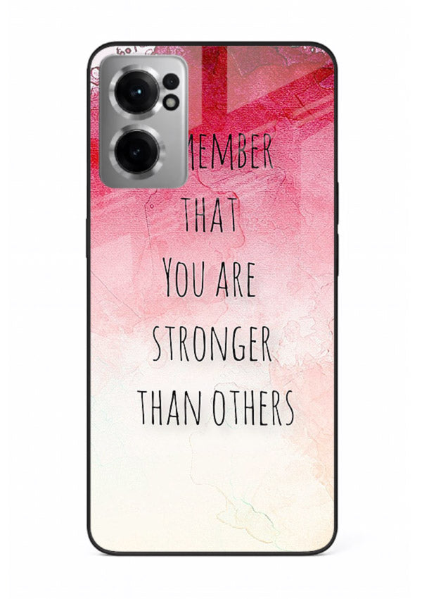 Watercolor determination quote printed on OnePlus Nord CE2 5G glass back cover with gentle tones.