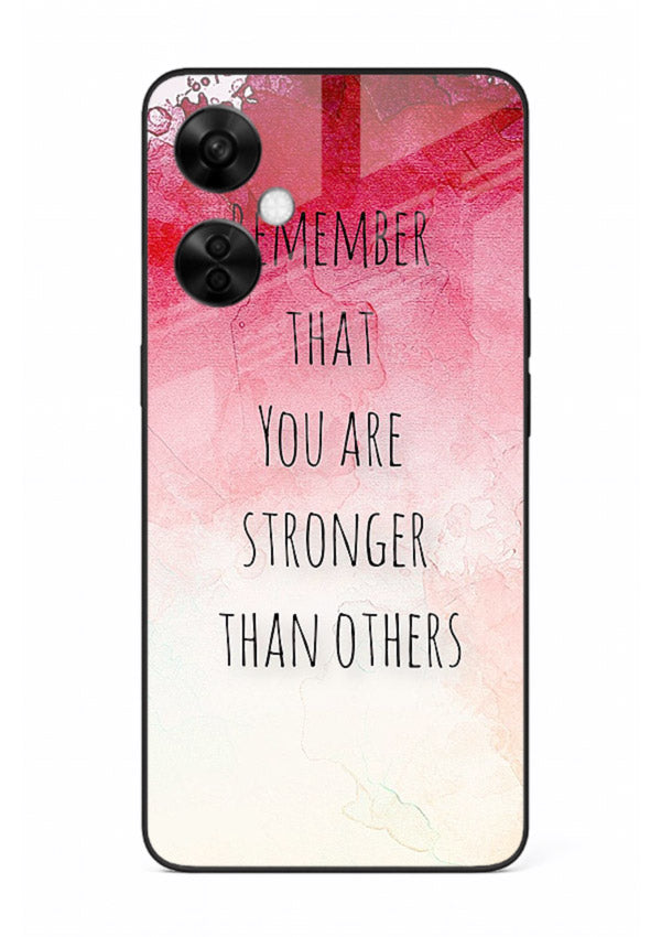 Watercolor determination quote printed on OnePlus Nord CE3 Lite glass back cover with gentle tones.
