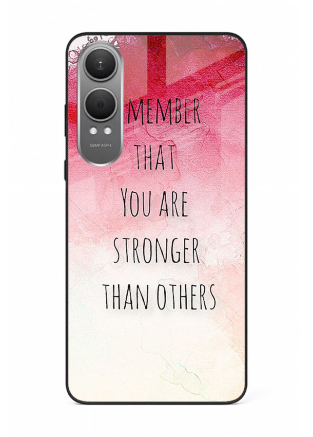 Watercolor determination quote printed on OnePlus Nord CE4 Lite glass back cover with gentle tones.