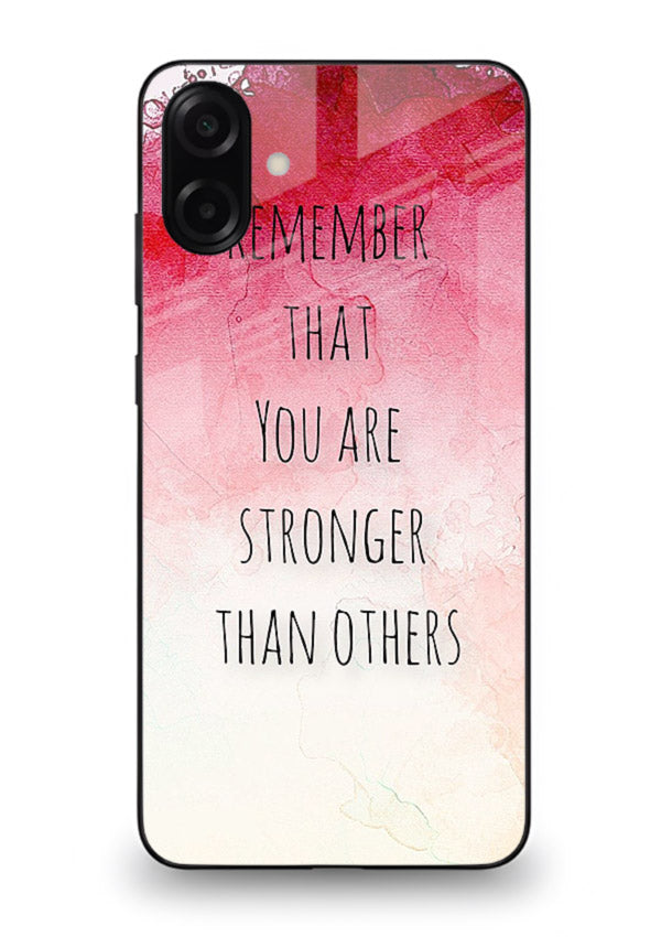 Watercolor determination quote printed on Samsung A07 4G glass back cover with gentle tones.