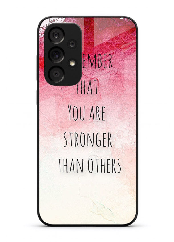 Watercolor determination quote printed on Samsung A53 5G glass back cover with gentle tones.