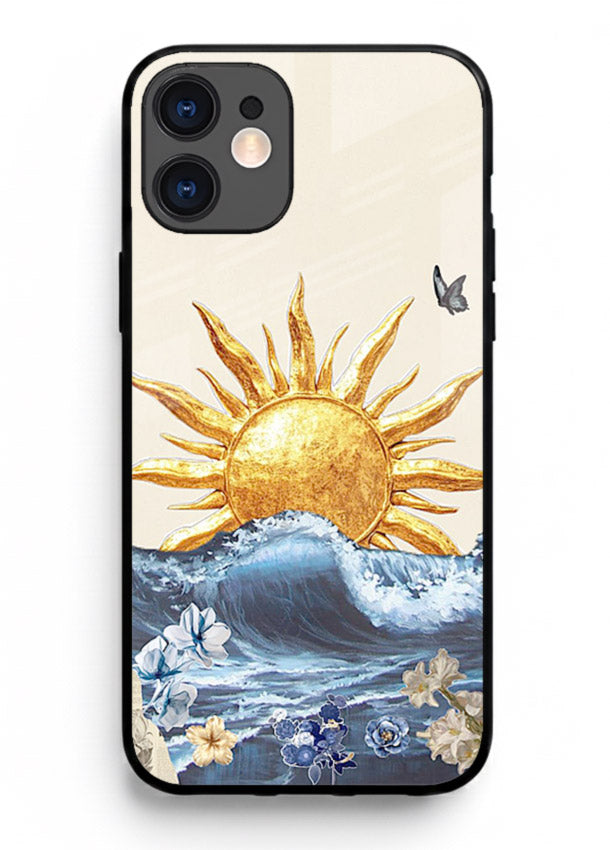 Sun Wave Bloom abstract sun wave artwork iphone 12 mini glass back cover