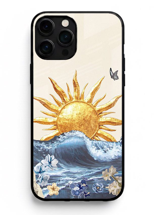Sun Wave Bloom abstract sun wave artwork iphone 16 pro max glass back cover