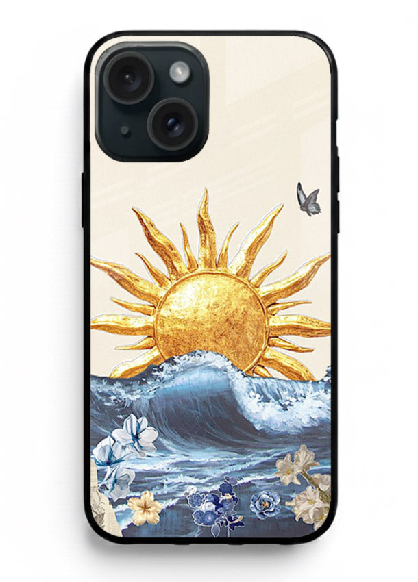 Sun Wave Bloom abstract sun wave artwork iphone 13 glass back cover