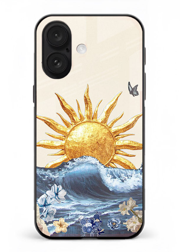 Sun Wave Bloom abstract sun wave artwork iphone 16 glass back cover