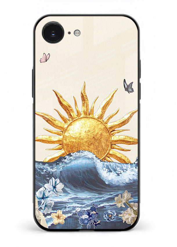 Sun Wave Bloom abstract sun wave artwork iphone 16e glass back cover