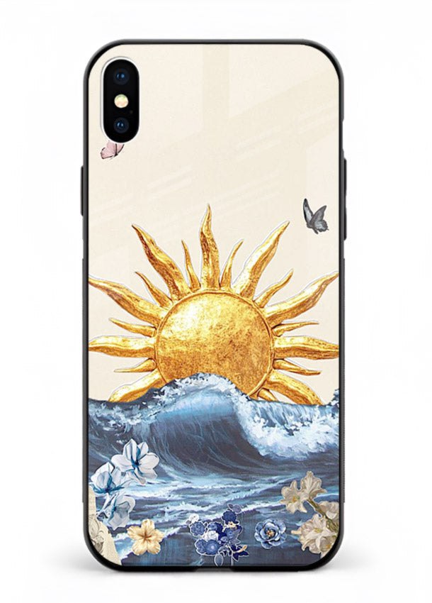 Sun Wave Bloom abstract sun wave artwork iphone xs max glass back cover