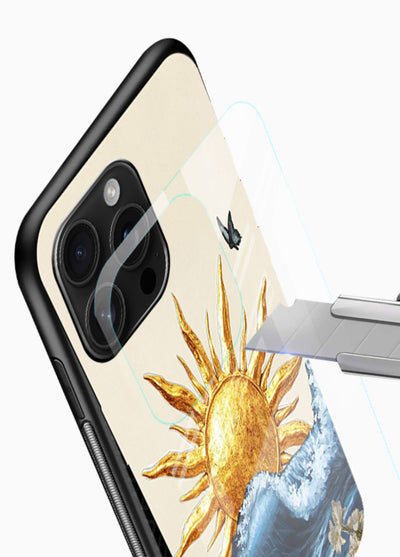 Sun Wave Bloom abstract sun wave artwork glossy vibrant premium glass back cover - Angle Blade