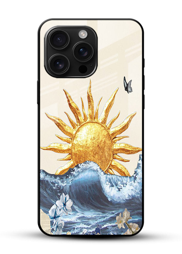 Sun Wave Bloom abstract sun wave artwork glossy vibrant premium glass back cover - Angle Front