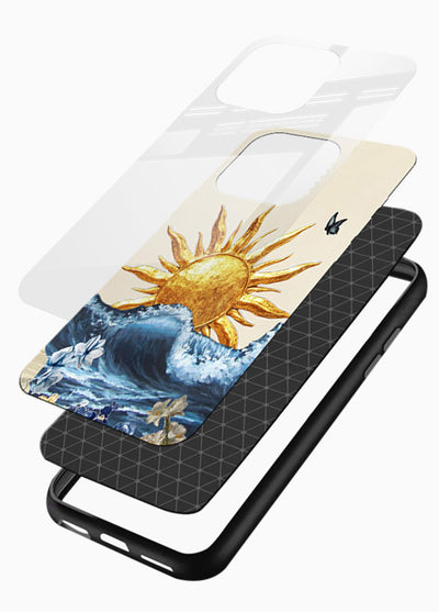 Sun Wave Bloom abstract sun wave artwork glossy vibrant premium glass back cover - Angle Layers