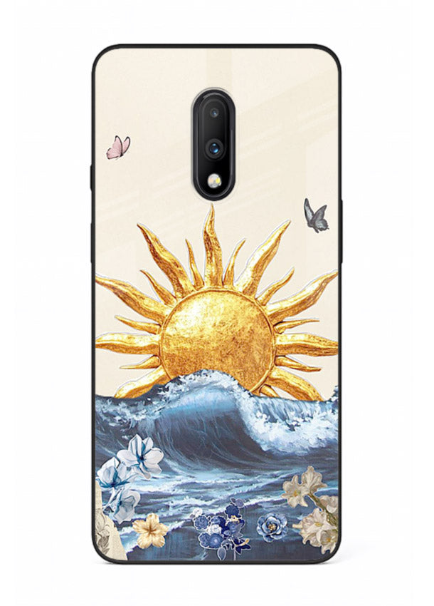 Sun Wave Bloom abstract sun wave artwork OnePlus 7 glass back cover