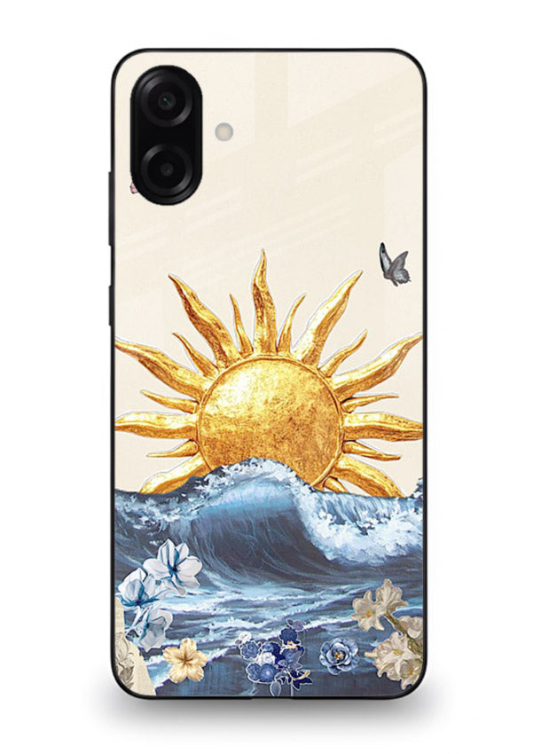 Sun Wave Bloom abstract sun wave artwork Samsung A07 4G glass back cover
