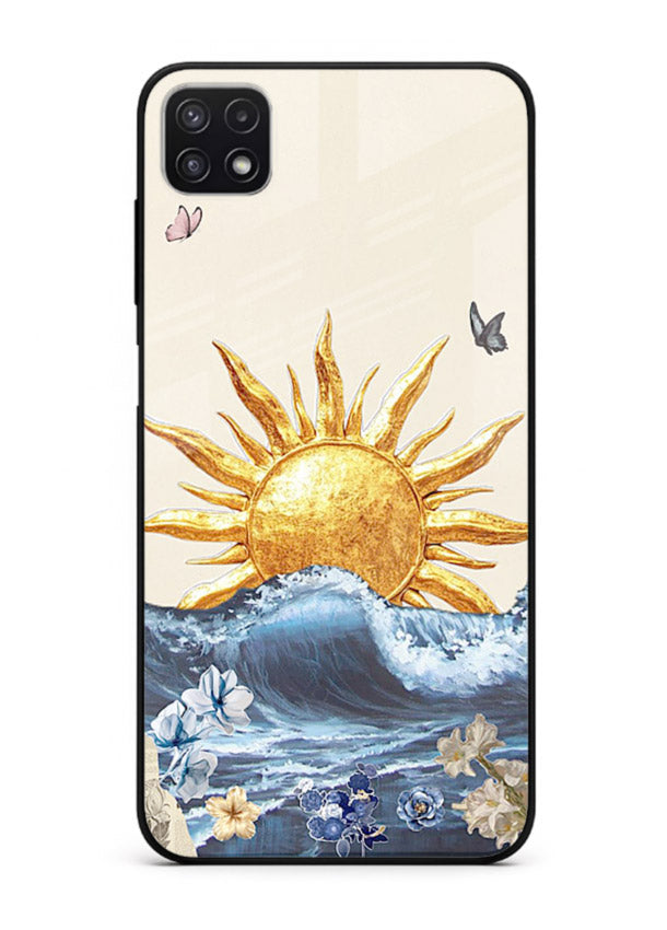 Sun Wave Bloom abstract sun wave artwork Samsung F42 5G glass back cover