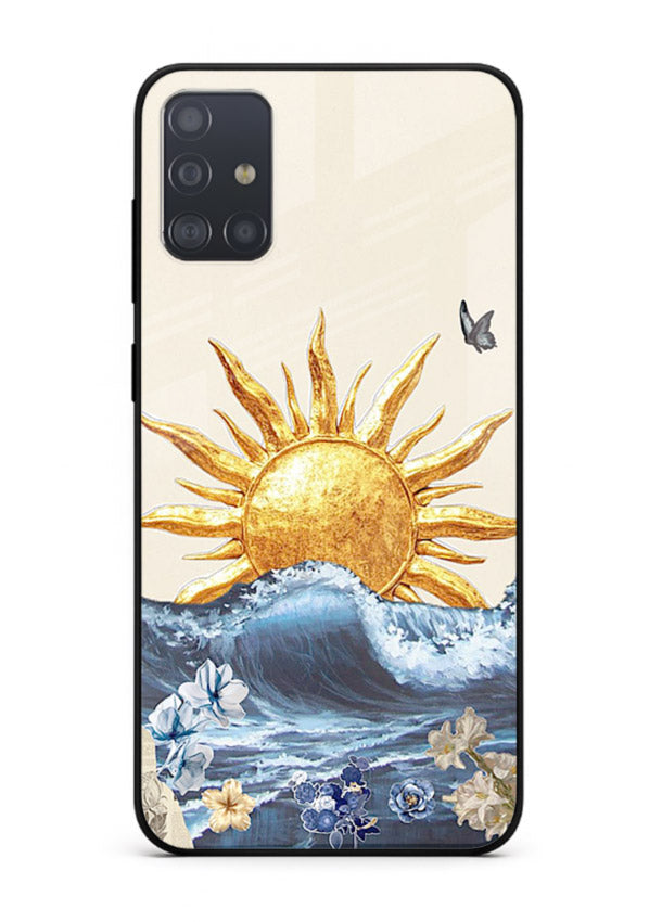 Sun Wave Bloom abstract sun wave artwork Samsung A71 glass back cover