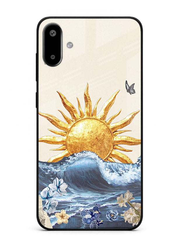 Sun Wave Bloom abstract sun wave artwork Samsung F06 5G glass back cover