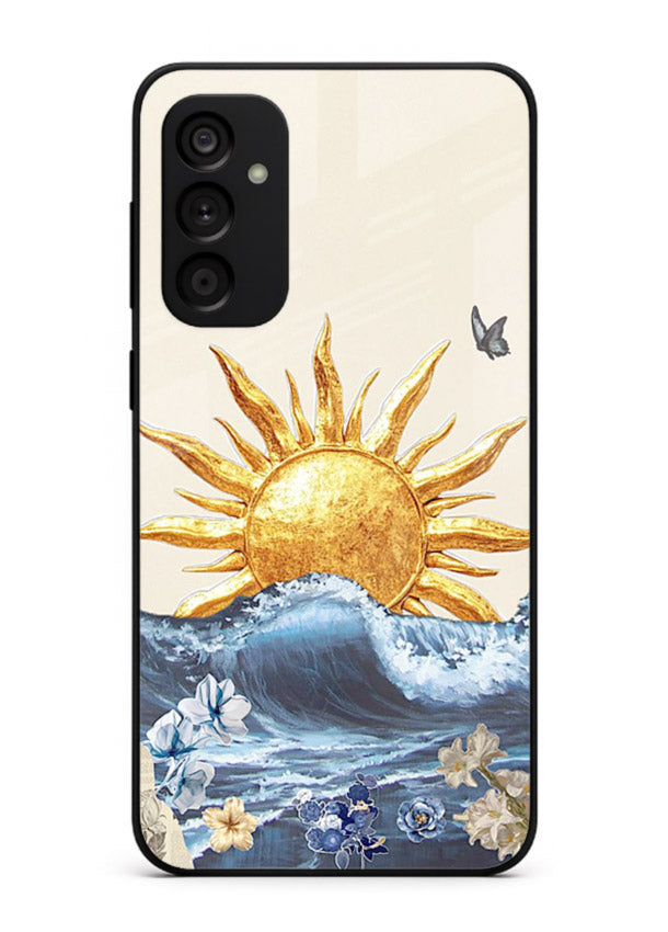 Sun Wave Bloom abstract sun wave artwork Samsung F34 5G glass back cover
