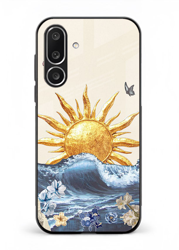 Sun Wave Bloom abstract sun wave artwork Samsung F56 5G glass back cover