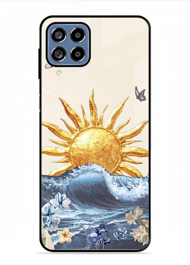 Sun Wave Bloom abstract sun wave artwork Samsung M33 5G glass back cover