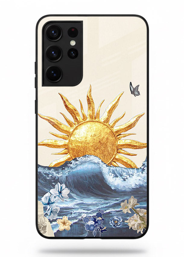 Sun Wave Bloom abstract sun wave artwork Samsung S21 Ultra glass back cover