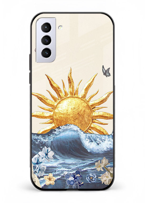 Sun Wave Bloom abstract sun wave artwork Samsung S21 Plus glass back cover